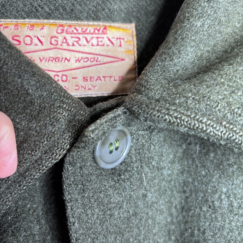 Vintage 60s-70s Filson Wool Mackinaw Cruiser Jacket Green Size Large - Picture 8 of 16
